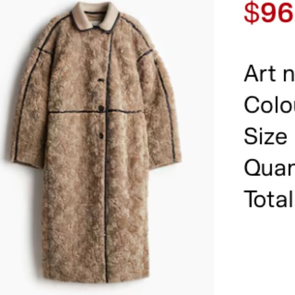 H&M TEDDY FLEECE COAT - Picture 7 of 8